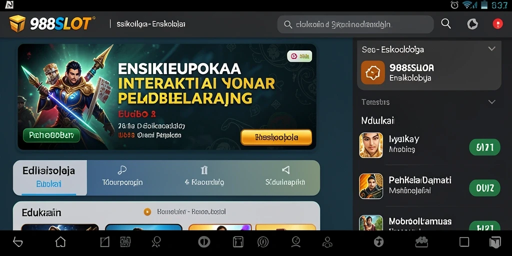 Tampilan antarmuka aplikasi Ensiklopedia 988SLOT.