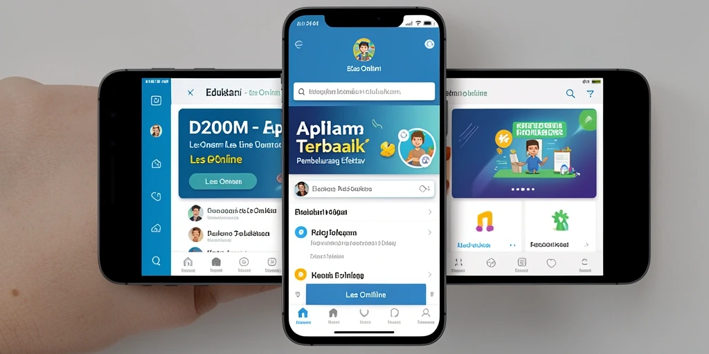 Screenshot antarmuka D200M menampilkan fitur Les Online yang interaktif.